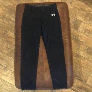 Youth boys black loose fit under armour baseball pants